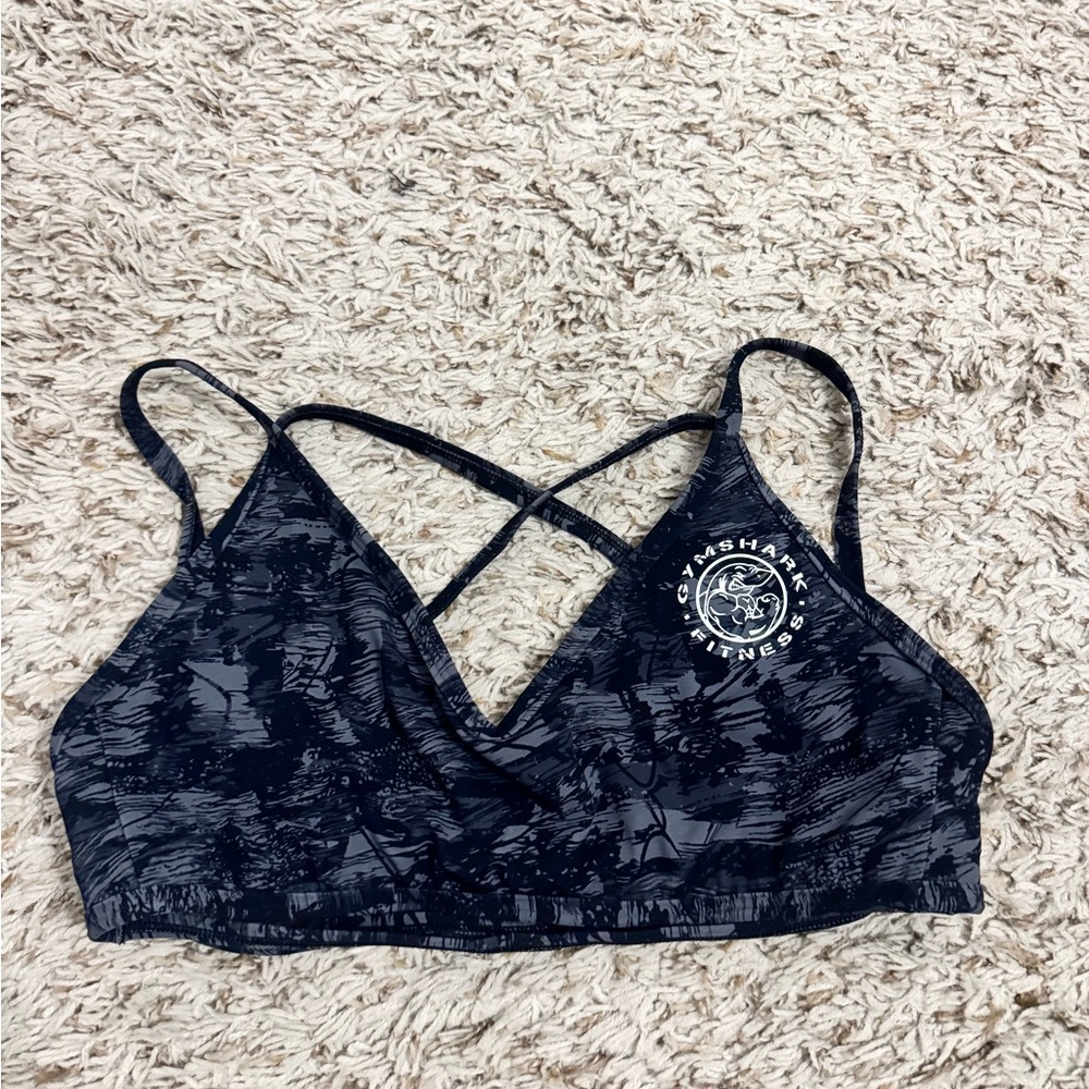 Gymshark Black & Dark Gray Crisscross Sports Bra